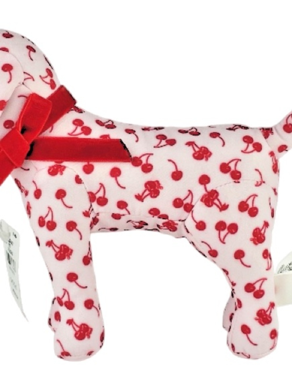 PINK Victoria's Secret Red Cherry Print Plush Dog with Red Bow